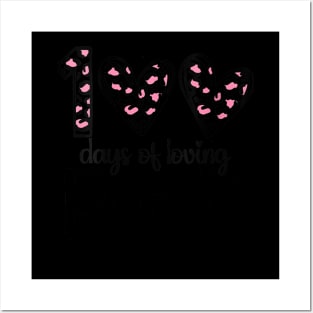 100 Days Of Loving 3rd Grade 100th Of School Leopard Heart Posters and Art